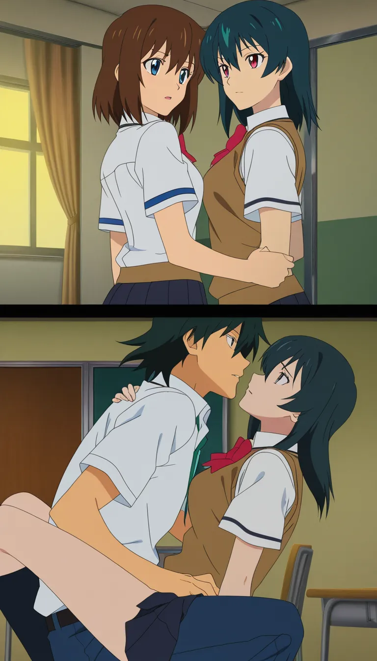 school_uniform missionary classroom, (anime style:1.3), 2d, anime screencap, cel shading, flat color