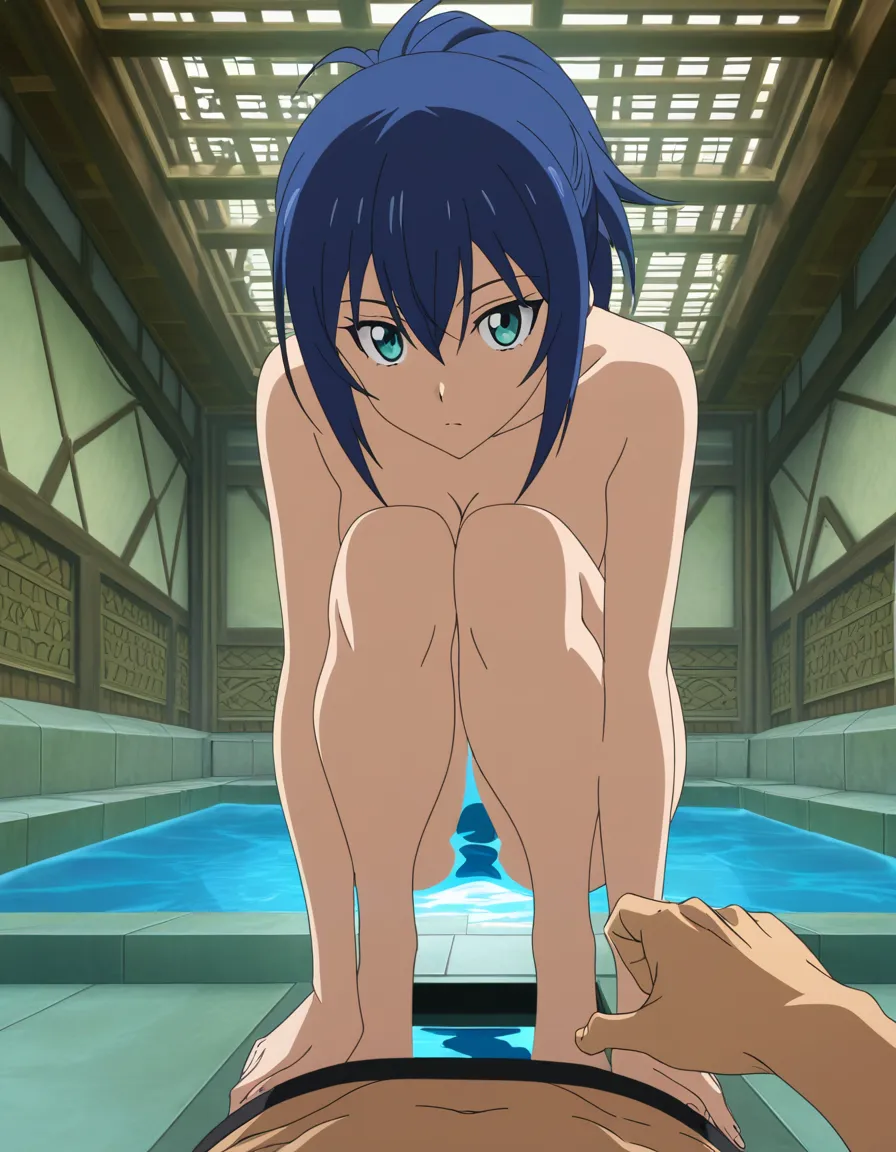 masterpiece, very detailed,
Ayase Seiko from  dandandan, pov, squatting, transparent swiming suite, naked, in temple,, (anime style:1.3), 2d, anime screencap, cel shading, flat color