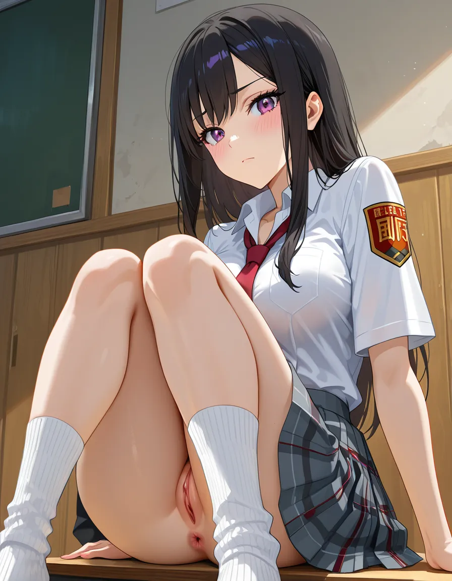 @kitagawa_marin presenting thighhighs,anus,pussy, school_uniform,confident,on knees, breasts, hentai_studio_quality
