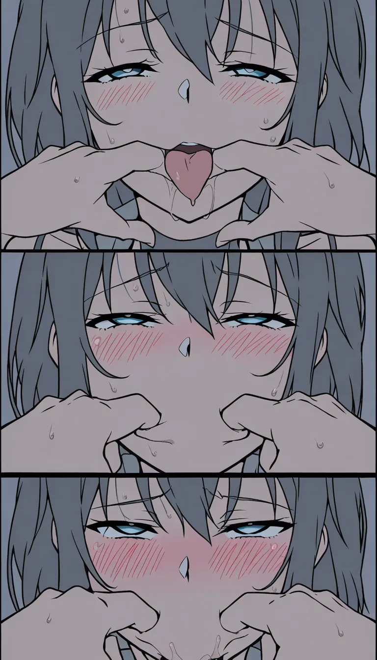 masterpiece, best quality, absurdres, 8k, ultra-detailed, glossy skin, shiny skin, sweat, blush, ahegao, half-closed eyes, blushing, drooling, fingers in mouth, sucking fingers, deepthroat fingers, oral, onahole, arched back, standing pose, bedroom, wooden door, heart particles, pink hearts floating, Yor Briar, spy x family, black hair, long black hair, black bob, headband, white headband with black stripe, gold earring, earrings, large breasts, huge breasts, wide hips, thick thighs, big thighs, big ass, glossy skin, shiny skin, sweat, blush, ahegao, half-closed eyes, blushing, drooling, fingers in mouth, sucking fingers, deepthroat fingers, oral, onahole, arched back, standing pose, bedroom, wooden door, heart particles, pink hearts floating, slow realistic hip movement, subtle breathing and chest rise, natural foot wiggle, realistic jiggle and soft body bounce, glossy skin shine shifting with motion, perfect anatomy preservation, accurate dynamic movement for all subjects, no speech, no mouth sound, no voice, no text, cinematic smooth motion, 4k, flawless motion transfer, natural physics