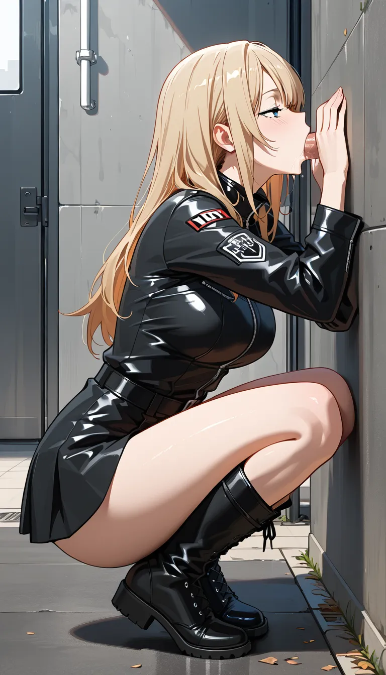masterpiece, clean art, solo, boots, fellatio , doujin style