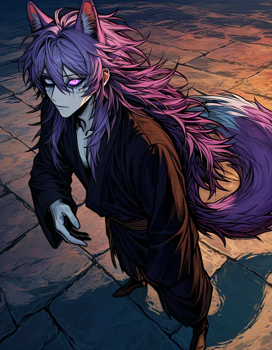 From a distant third person perspective, the main character is a male with pink and pink wolf tail medium long hair, messy and fragmented layers of hair, cold white skin, light purple lazy semi drooping eyes, narrow eye shape, exquisite facial features, lip studs, multiple ear holes, world weary and cold temperament, handsome, Korean style thick painted style, high-definition, delicate details, pink and pink wolf tail medium long hair, messy and fragmented layers of hair, cold white skin, light purple lazy semi drooping eyes, narrow eye shape, exquisite facial features, lip studs, multiple ear holes, world weary and cold temperament, handsome, Korean style thick painted style, high-definition, detail, the main character kneels on the bed with his buttocks and body lying on the bed. Dressed in a trendy and sexy Korean boy band outfit, the main character is 180cm tall and exudes a atmosphere in a Japanese anime style. The penis is chrysanthemum shaped, and the main character's anus is tight and small, with a slender figure. The shape of the middle thigh and buttocks is peach shaped. Male, leg to body ratio excellent non feminized boy, male organ, barefoot, main character with slender legs, main character with proud face showing shy buttocks, medium to smallcute yaoi, hentai_studio_quality