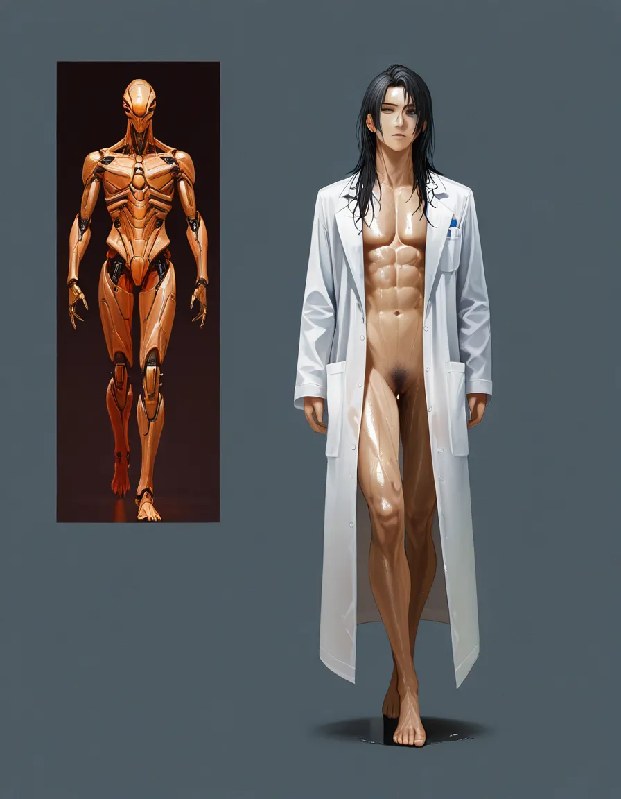 best quality, hyperrealistic, male focus, alternate costume, wet pussy, natural skin texture, sharp focus, professional photo, high detail, @makise_kurisu, science_fiction, lab_coat, time_machine, long_hair, full_body, walking, simple_background, score_9, score_8, candid photo, realistic skin texture, visible skin pores, film grain, depth of field, black_gloves, femdom, hentai_studio_quality, hentai_studio_quality