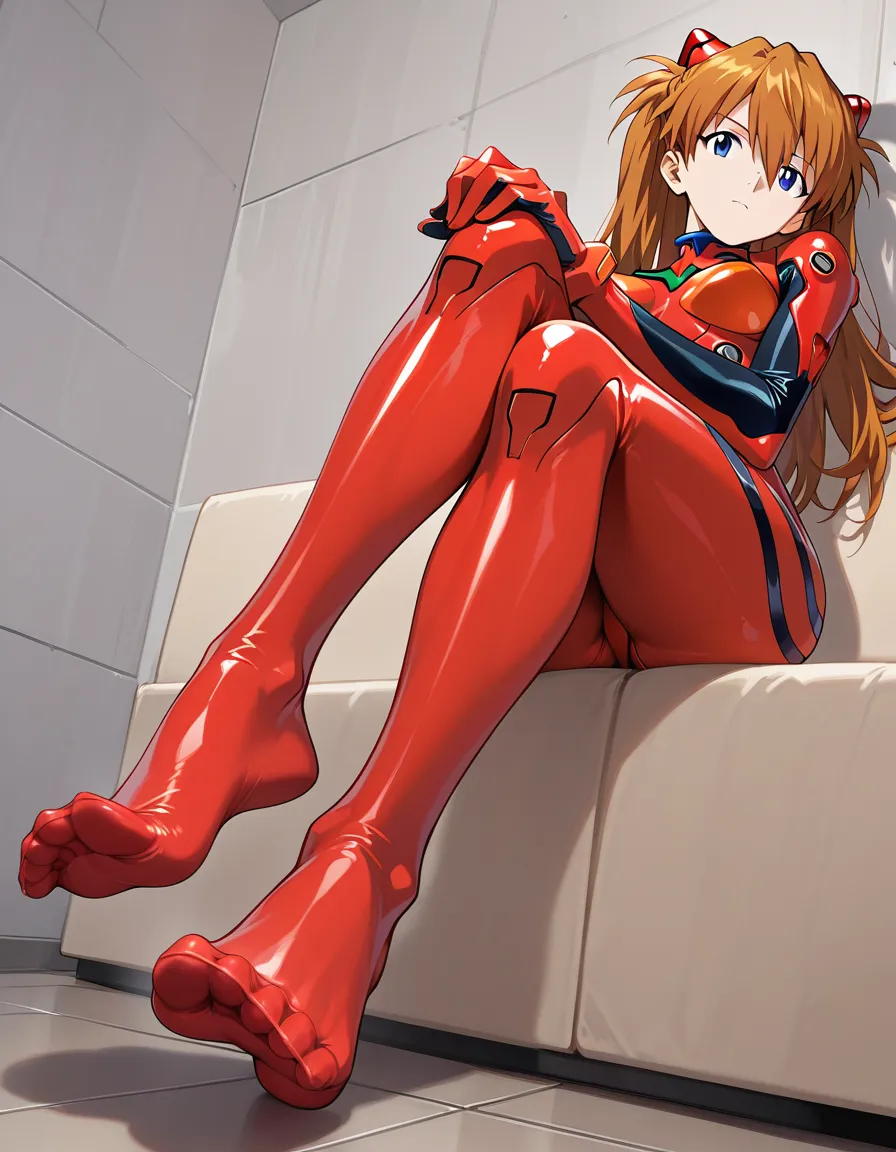 @souryuu_asuka_langley #foot_focus #feet #knees_together_feet_apart, hentai_studio_quality