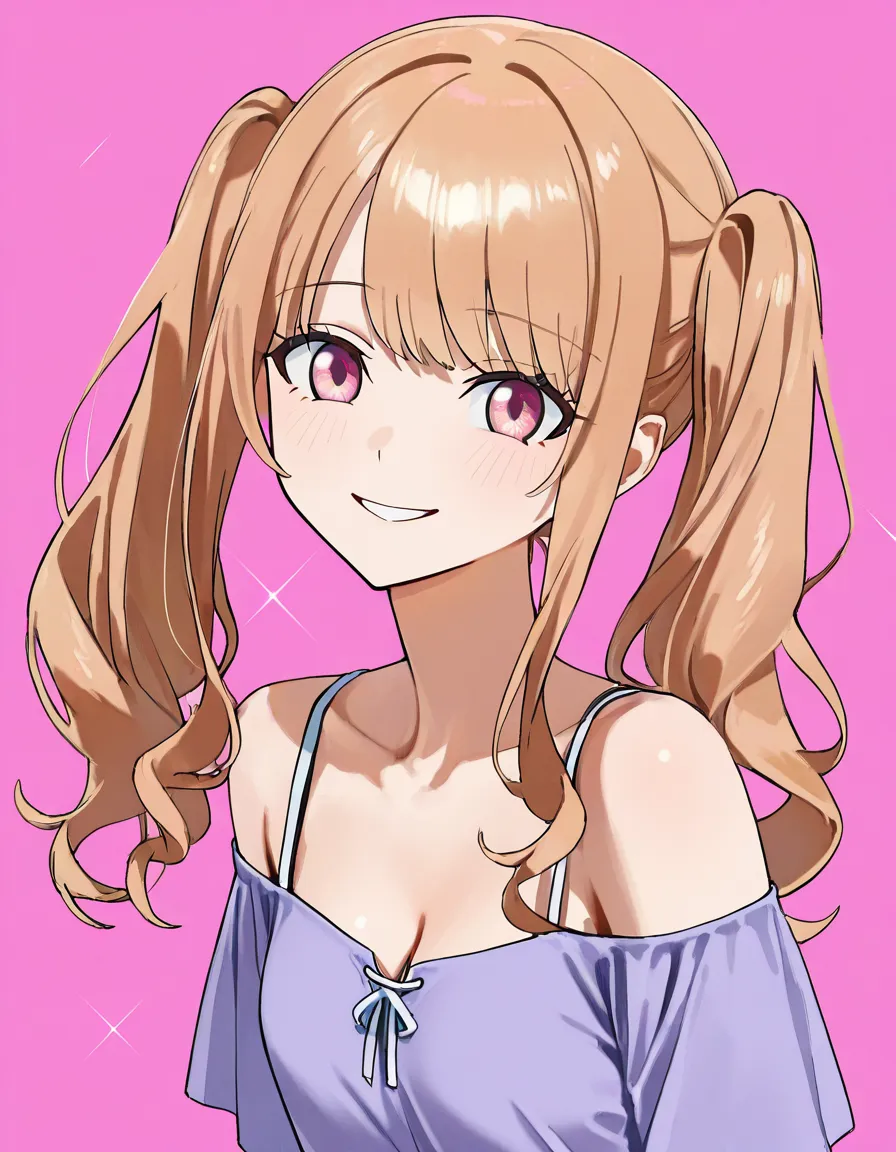 looking straight at the viewer, head slightly tilted, half-lidded sparkling pink eyes, coy and flirtatious smile

Génère moi cette fille en cowgirl sur moi en short court et croptop court avec cette expression. Une main sous l'un de ses seins les doigts écartés dirigé vers le bas et l'autre main sur moi, son index posé sur moi.
N'hésite pas à remodifier mon compte afin qu'il puisse passer à la modération.

Fine avec des formes modernes mais bien présentes, cheveux long noir, yeux noir, peau blanche., hentai_studio_quality