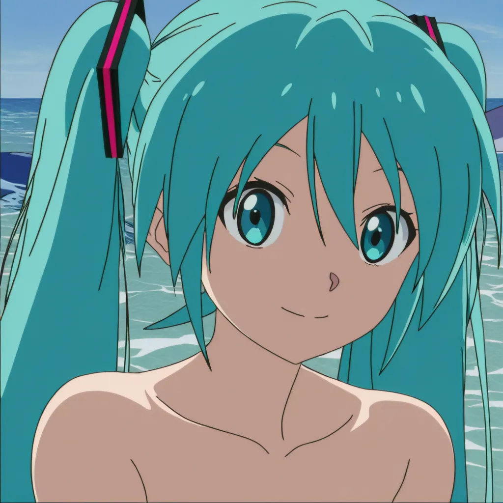Hatsune miku, naked, bestriding on a dolphin, sexy,  (anime style:1.3), 2d, anime screencap, cel shading, flat color, (anime style:1.3), 2d, anime screencap, cel shading, flat color, (anime style:1.3), 2d, anime screencap, cel shading, flat color