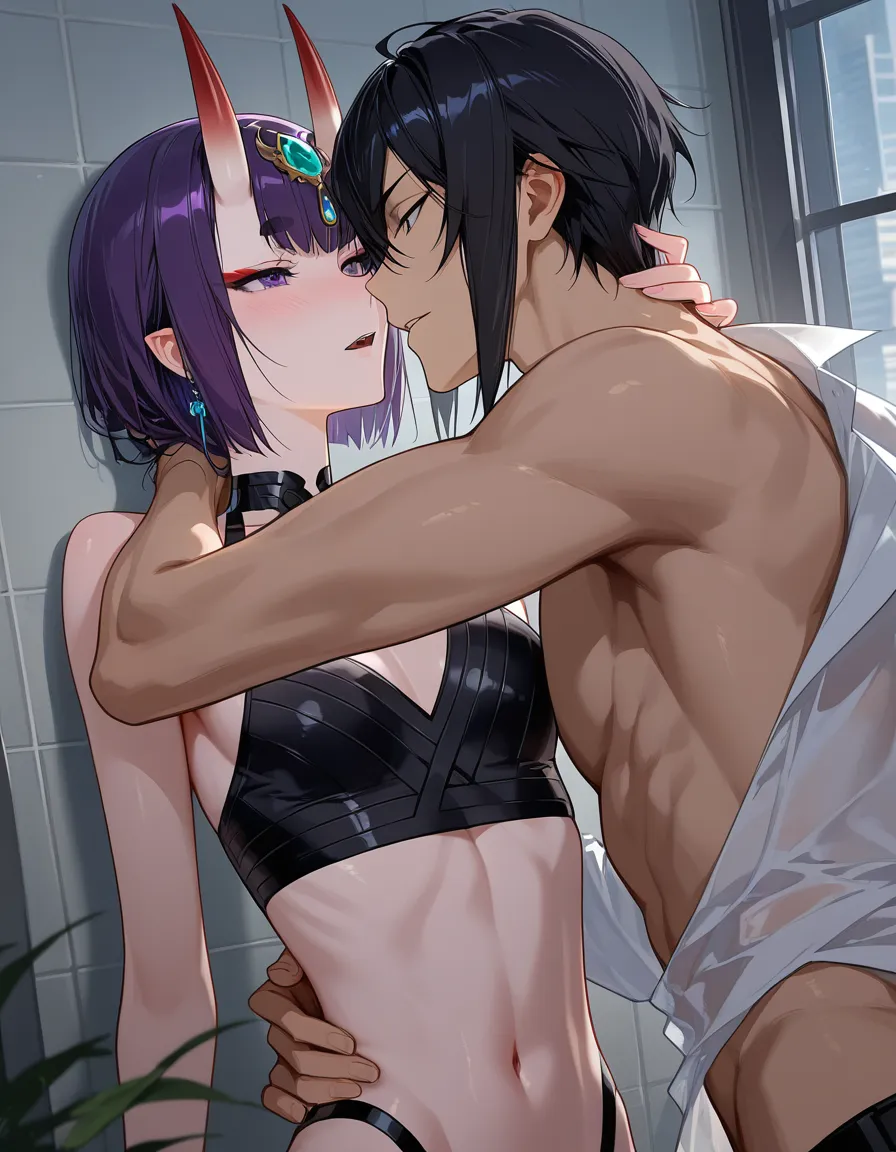 Shuten_douji as a male skinny, yaoi, hentai_studio_quality
