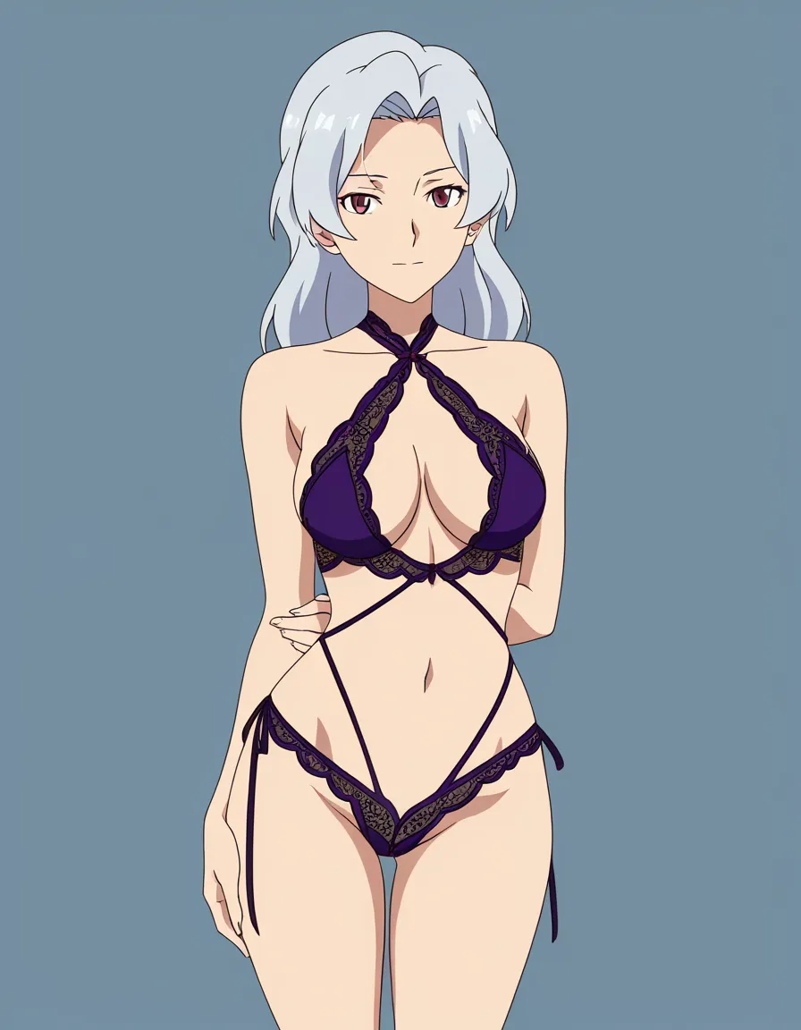 adult Malin, medium breasts, revealing lingerie, highres, vivid, mature female, presenting, transparent background, doujin style, closed_mouth , hentai_studio_quality, (anime style:1.3), 2d, anime screencap, cel shading, flat color