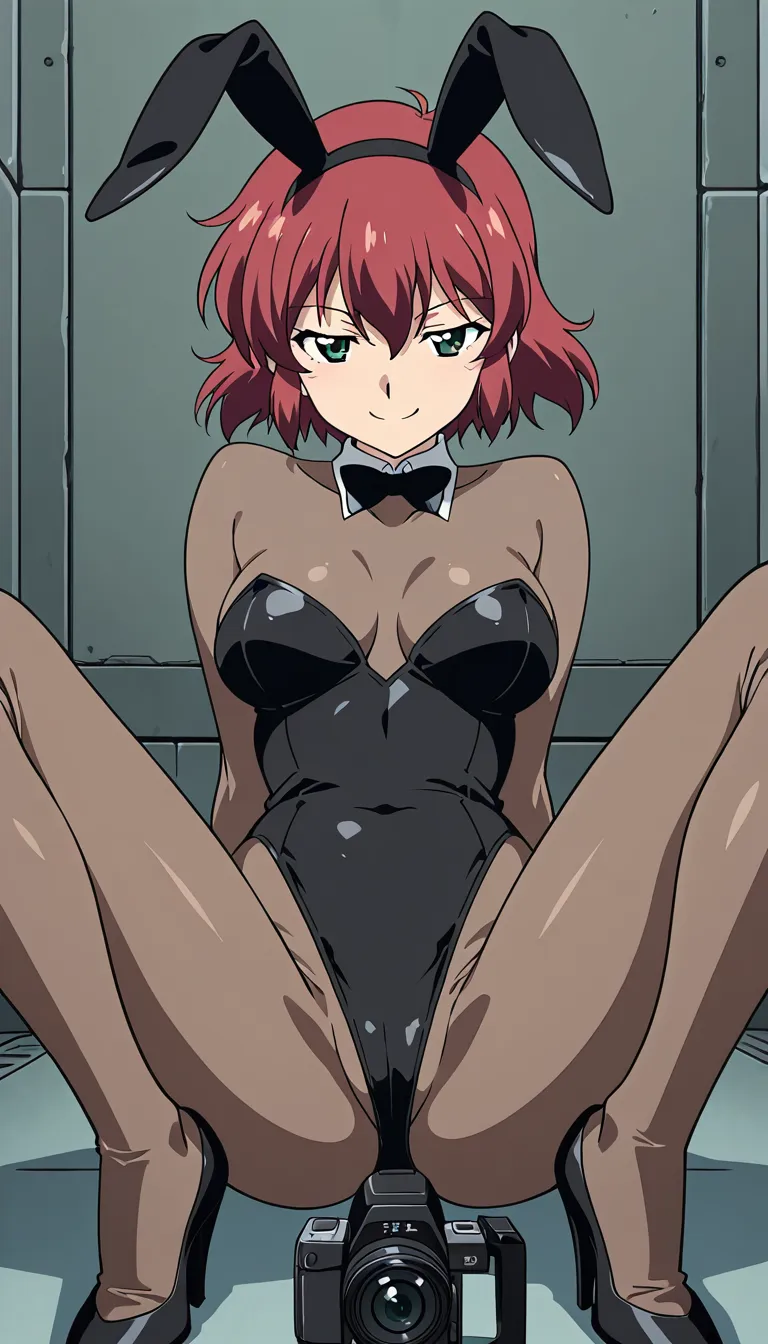 masterpiece, fine detail, bunny girl, bodystocking, high_heels, spread_legs, seductive_smile, removes panties, faacing camera