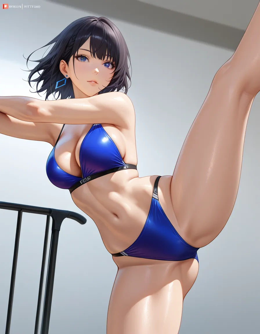 highres, vivid, fitness model, leg up, of field, eroge aesthetic bikini tight_clothes, hentai_studio_quality realistic cute and asthetic, hentai_studio_quality