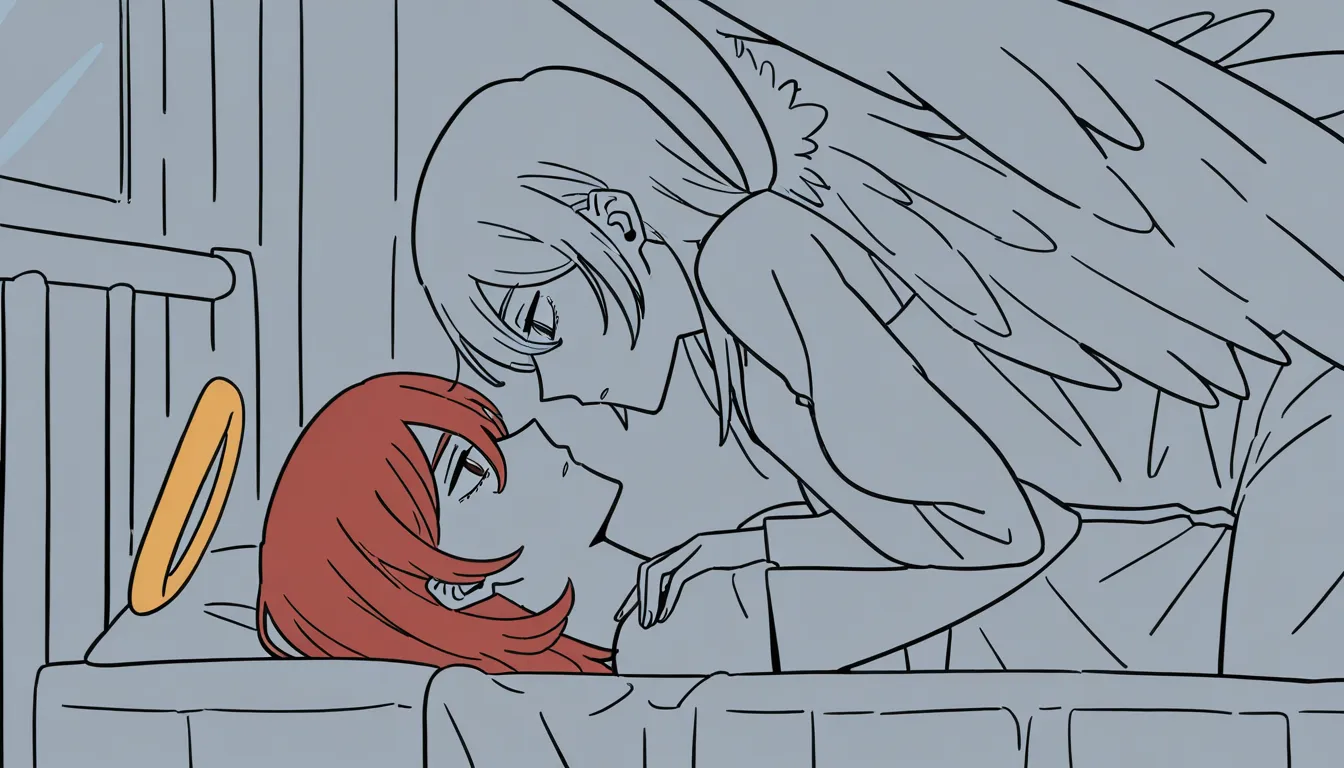 chainsaw_man_style, ((tatsuki_fujimoto_style)), 

(angel_devil_(chainsaw_man), 1femboy, long_red_hair, angel_wings, halo, on_bed, otoko_no_ko, gay, male_only, anal_penetration, blacked, interracial), big_black_cock, smirk_drooling, penis, erection, missionary, pov, from_above. feets, gay_sex, yaoi, male_only