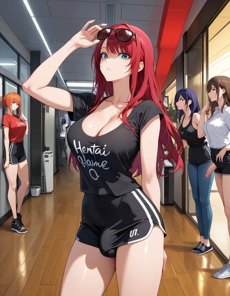 highres, vivid, 5girls, shirt, futanari, detailed shading, hentai_studio_quality