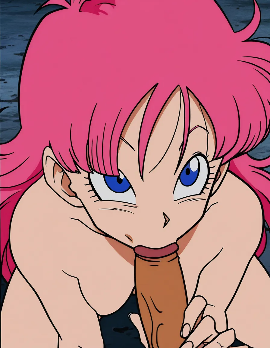 Chi chi, dragon ball, fellatio , naked, Akira toryiama style, retro_artstyle, hentai_studio_quality, (anime style:1.3), 2d, anime screencap, cel shading, flat color, @00osamio00