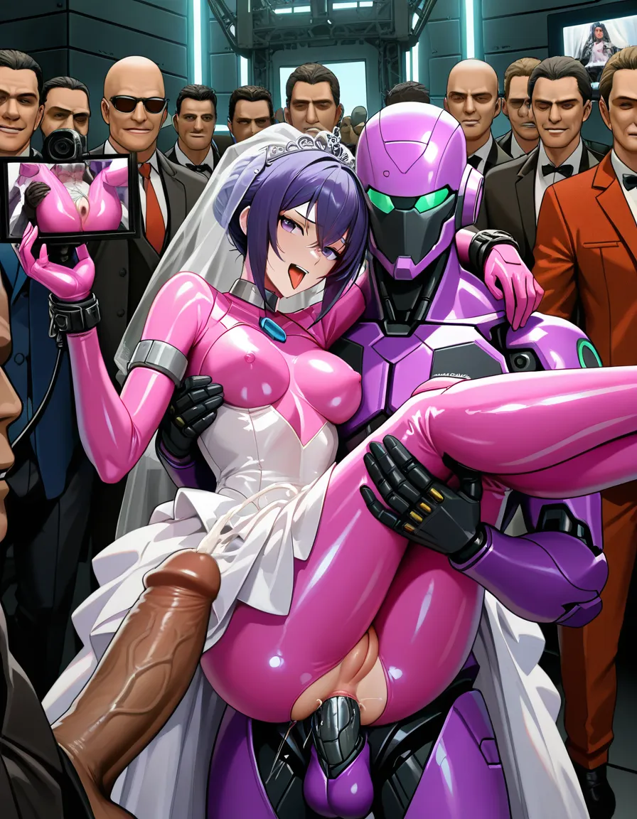 dslr, RAW photo, @makise_kurisu, bdsm, submissive, pink_latex_suit, #6+boys, seductive_smile, anus, princess_carry, orgasm, robot, science_fiction, tongue_out, bondage, hentai_studio_quality, wedding_dress, anal_object_insertion, hentai_studio_quality