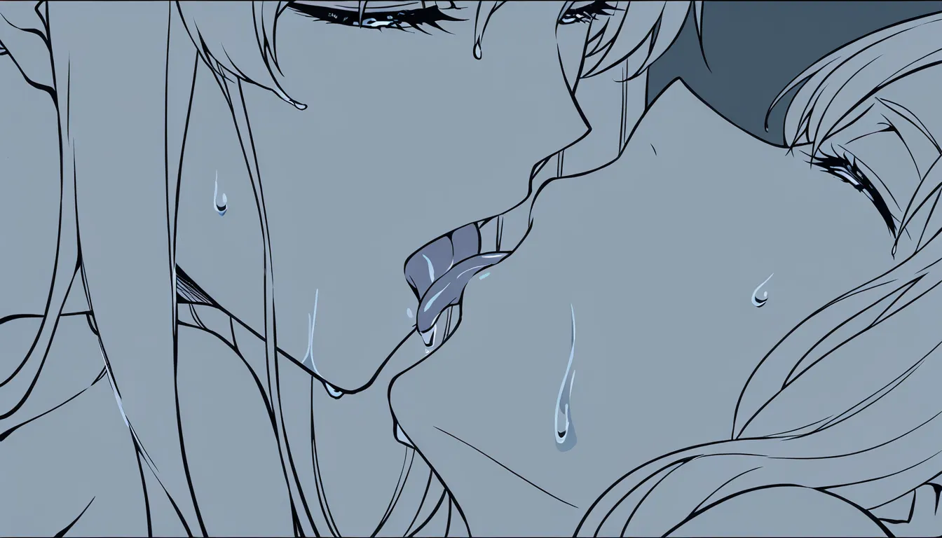 2girls, adult, yuri, 69, licking, moaning, wet, manga, monochrome, close-up