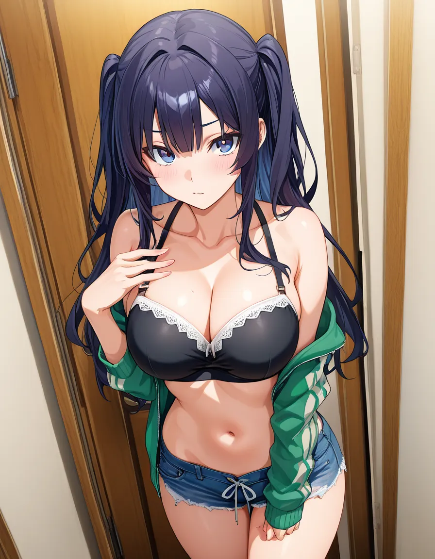 女子高生が人差し指でちんこを触っている, hentai_studio_quality, hentai_studio_quality