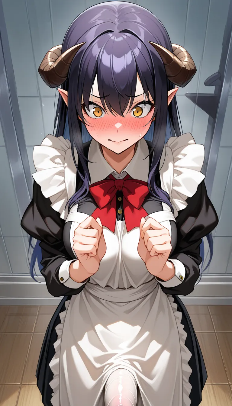 best quality, polished, demon girl, hands up, puffy sleeves, futanari, nervous blush, hentai style shinobu get fucked by GOKU, hentai_studio_quality