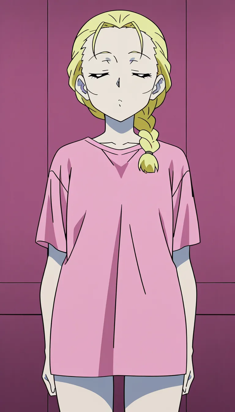 Short, petite, slim, freckled, short braided hair blonde, 18 year old woman, in pink T-shirt, waist height view, sucking big black of 67 year old overweight black man.