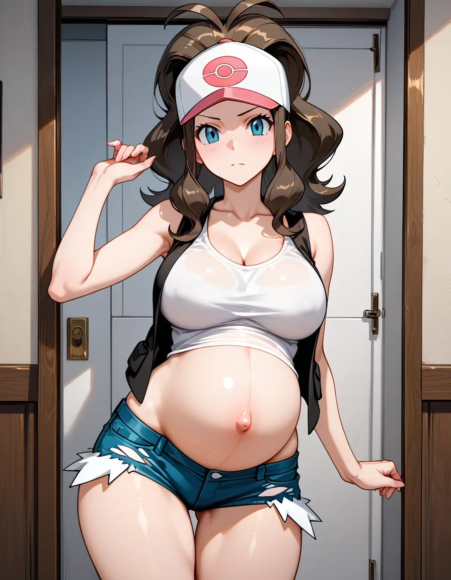 hilda ( from pokemon), is nine months pregnant because of the viewer. 4k resolution., hentai_studio_quality