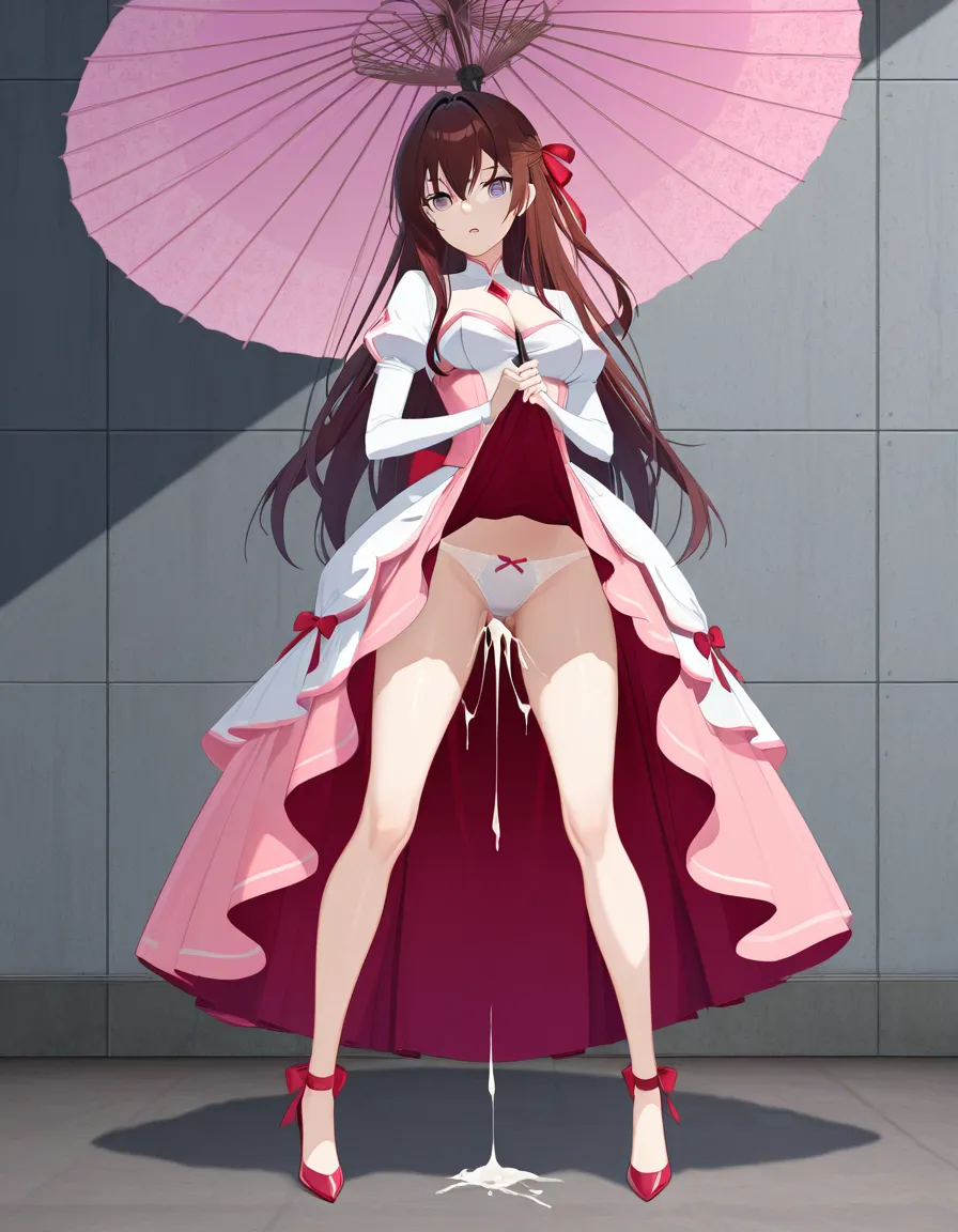 ultra HD, lifelike, sharp focus, 8k uhd, full body, absurdres, highres, 1other, #solo #1girl #long_hair #dress #cum #hair_ribbon #princess #umbrella @makise_kurisu, hentai_studio_quality, #standing #presenting #panties #parted_lips #spreading_own_pussy, hentai_studio_quality, #sparkling_eyes #sparkle #fang #short_dress, hentai_studio_quality, #bdsm #playboy_bunny, hentai_studio_quality