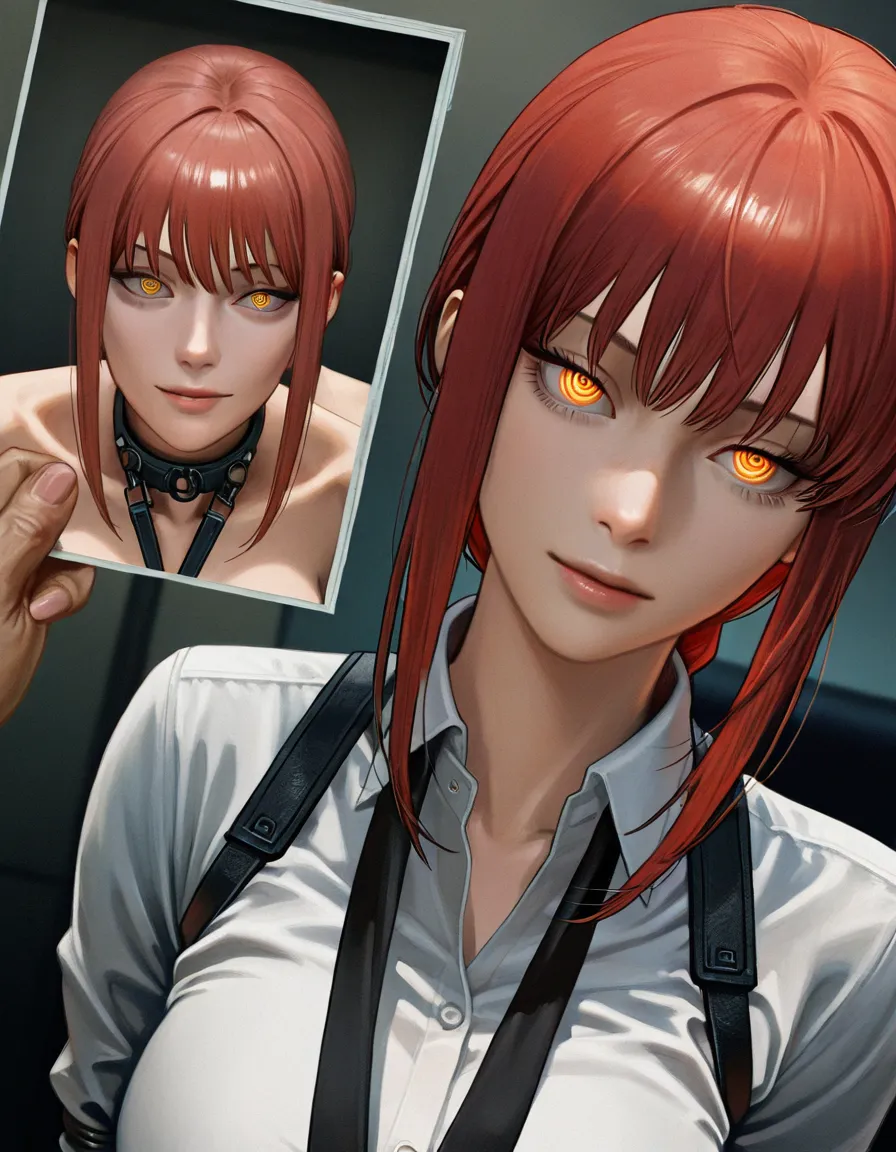 16_century, hyperrealistic, @makima_(chainsaw_man), bdsm, femdom, score_9, score_8, candid photo, realistic skin texture, visible skin pores, film grain, depth of field, science_fiction, @makise_kurisu, hentai_studio_quality