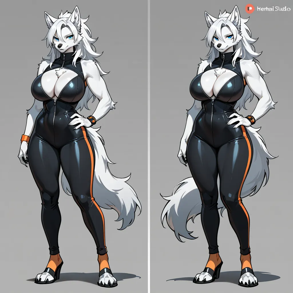 Furry wolf shaking her hips