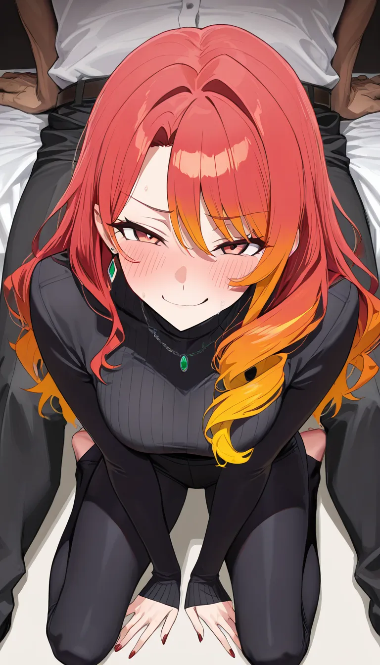 (masterpiece, best quality, ultra-detailed, 8k resolution, full color, rich colors), 1 male, smirking, sitting on the edge of the bed with his feet on the floor, legs spread; 1 female, looking embarrassed with flushed cheeks, kneeling before the male; scene 1: performing fellatio on the male; scene 2: performing intense fellatio; scene 3: climaxing inside the mouth (oral ejaculation); panel layout, 3 panels; Fate/stay night, official art style; 1 woman (Saber/Artoria Pendragon), 1 man (Lancer/Cú Chulainn); detailed character appearances, cel-shading, sharp focus; sound effects, speech bubbles, Japanese text, motion lines, speed lines; set in the man's bedroom on his bed; natural lighting, deep shadows, hentai_studio_quality