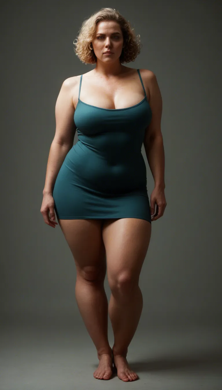 Realistic image. Full body image. South european etnicity. Bbw chubby woman. Mature woman 50-55 years old. Short curly blonde hair. With glasses. Wears a glossy shiny light blue bikini. Wide hips, fat ass, chubby legs. Laying on bed with legs opened. shavekd pussy with some hair on top. fellatio