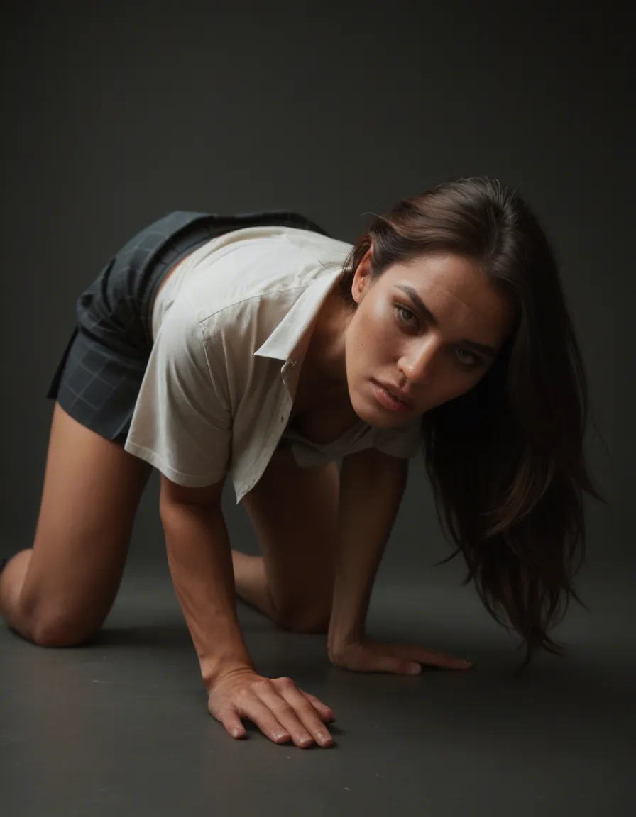 studio quality, sharp focus, brunette woman, skirt, doggy style, natural skin texture, score_9, score_8, candid photo, realistic skin texture, visible skin pores, film grain, depth of field