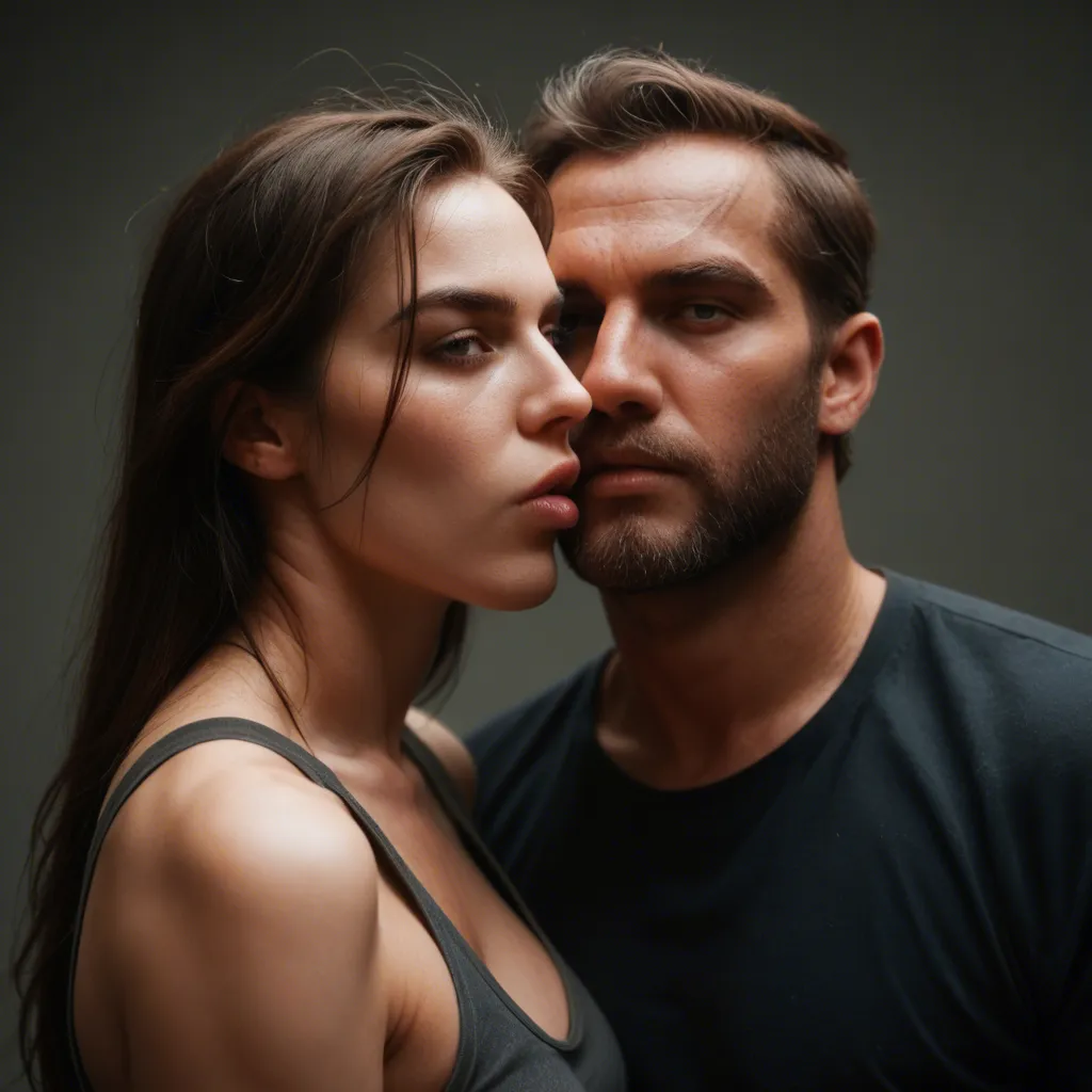 he kisses her neck and starts to unbutton her shorts.
