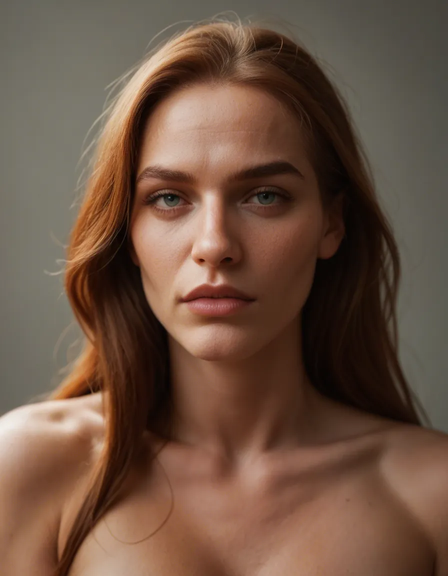 Ginny Weasley nude, score_9, score_8, candid photo, realistic skin texture, visible skin pores, film grain, depth of field