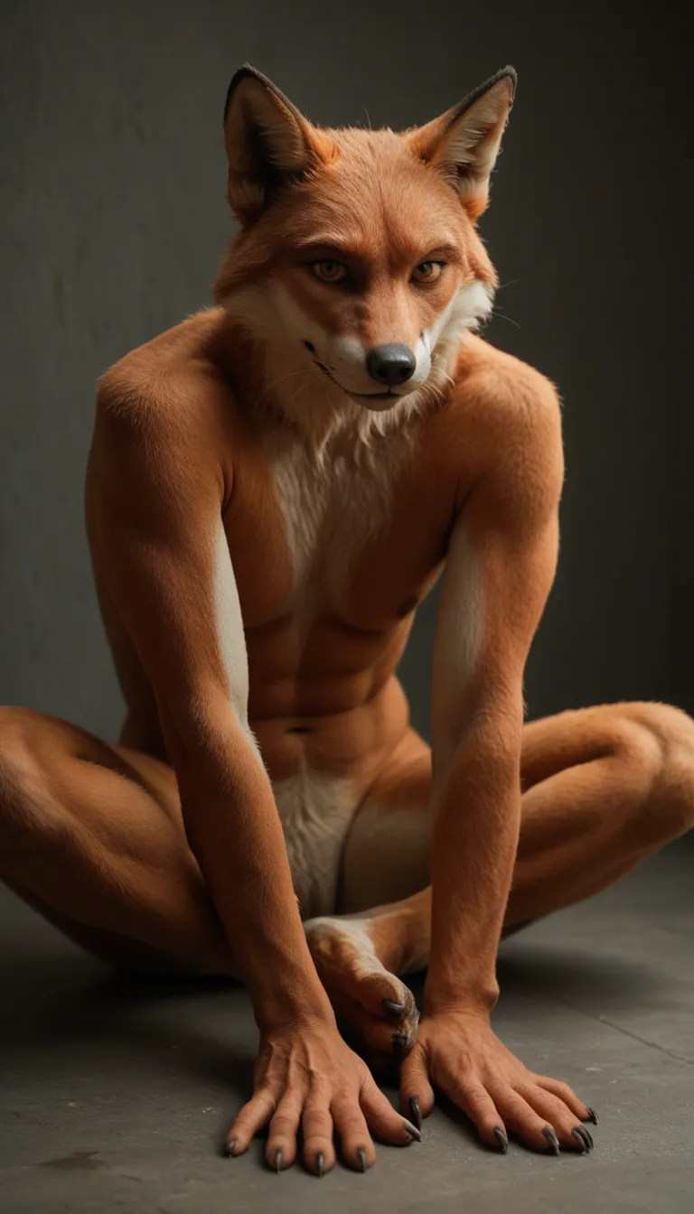 furry fox presenting stinky feet aswell as spreading toes while sitting