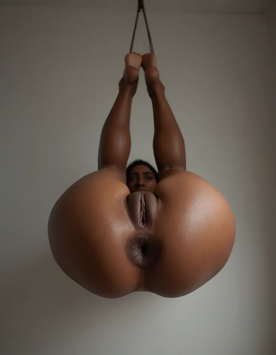 dark_skin hanged my asshole, score_9, score_8, candid photo, realistic skin texture, visible skin pores, film grain, depth of field