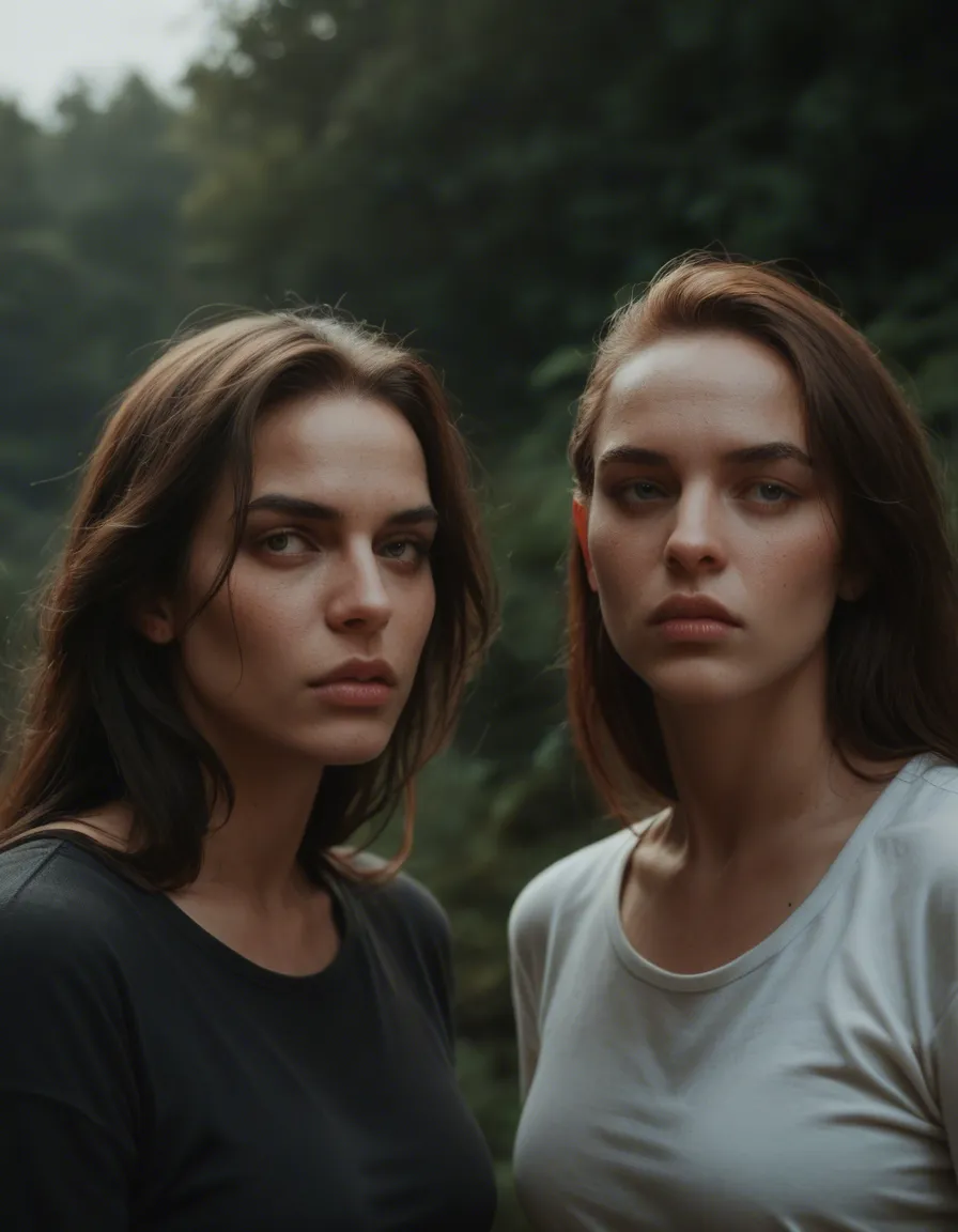 2 Girls scissoring, confused to see mee, funk them, score_9, score_8, candid photo, realistic skin texture, visible skin pores, film grain, depth of field
