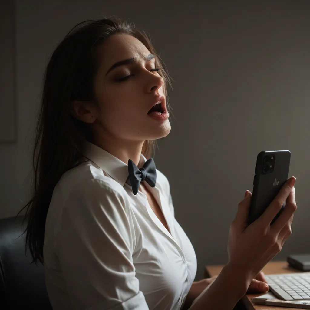 candid, detailed, office lady, athletic build, bowtie, orgasm, candid shot