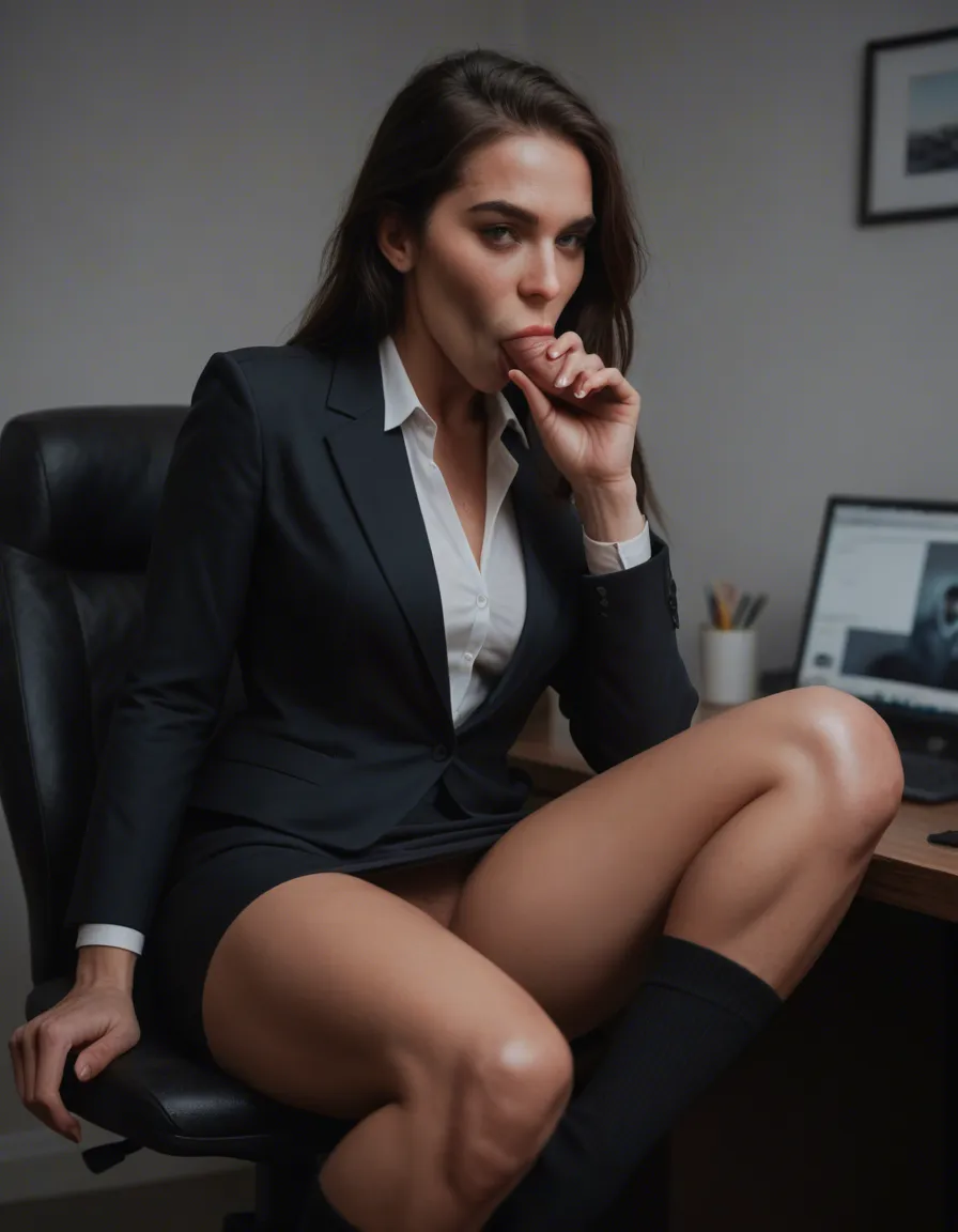 studio quality, sharp focus, office lady, socks, blowjob, cool tones, cinematic realism, score_9, score_8, candid photo, realistic skin texture, visible skin pores, film grain, depth of field