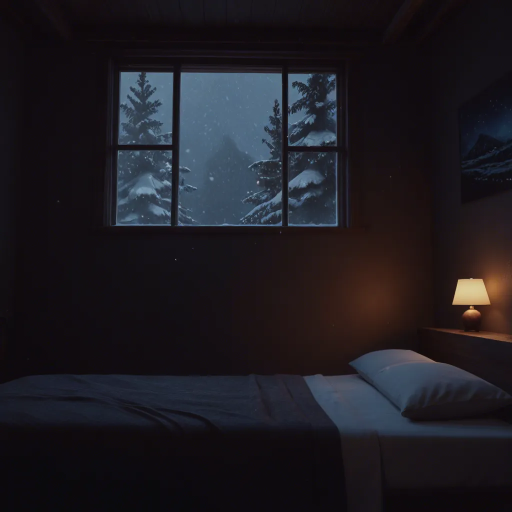 at a old austrian mountain motel room with christmas decoration at midnight, in front of a window at the motel bed, view from below, moonlight, heavy snowfall - we can see rain trough the window, the video starts in wa passion pose on the motel bed with 1woman, the woman is a blonde 30 years old female body builder, nude with and hooped earrings, she is very muscular, female bodybuilder physique, she have very small breasts, (muscular:1.4), very long blonde straight hair, she flexes her right biceps with a passion expression and the video ends with her right behind her head, hair moves slightly, foggy, volumetric cinematic lights trough the window with particles, ultra detailed, full body in frame, slightly camera movement