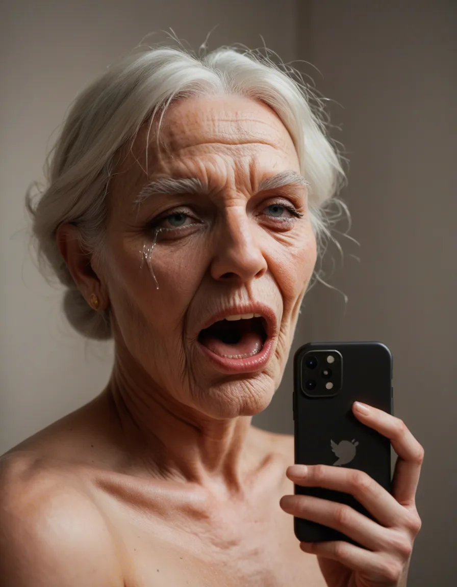 Chubby Granny fucked hard by Giant Penis, she crying and screaming, score_9, score_8, amateur photo, phone snapshot, realistic skin texture, skin blemishes, soft indoor lighting