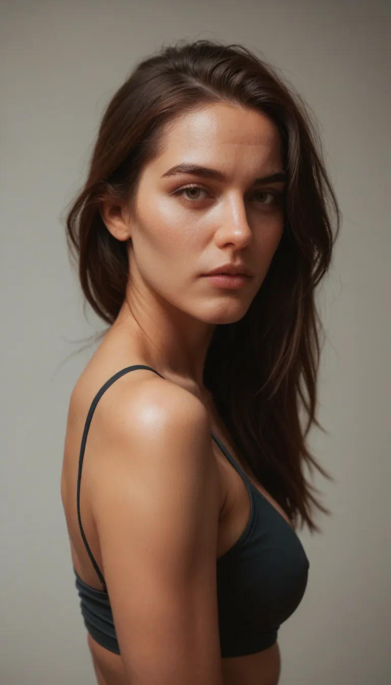• Hair: Her hair is long, straight, and dark brown. It is parted down the middle, with long strands framing both sides of her face and draping over her chest and shoulders.
• Face: She has an oval-shaped face, soft facial features, dark eyes, and well-defined, natural eyebrows. Her lips are slightly parted in a subtle smile, wearing a natural, glossy lip color. ALSO SUKING DICK AND GETS A GIANT LOAD OF CUM IN HER THROAT AS SHE SWALLOWES IT
• Build: She has a highly pronounced hourglass figure, characterized by a narrow waist, a full chest, and wide, curvaceous hips.