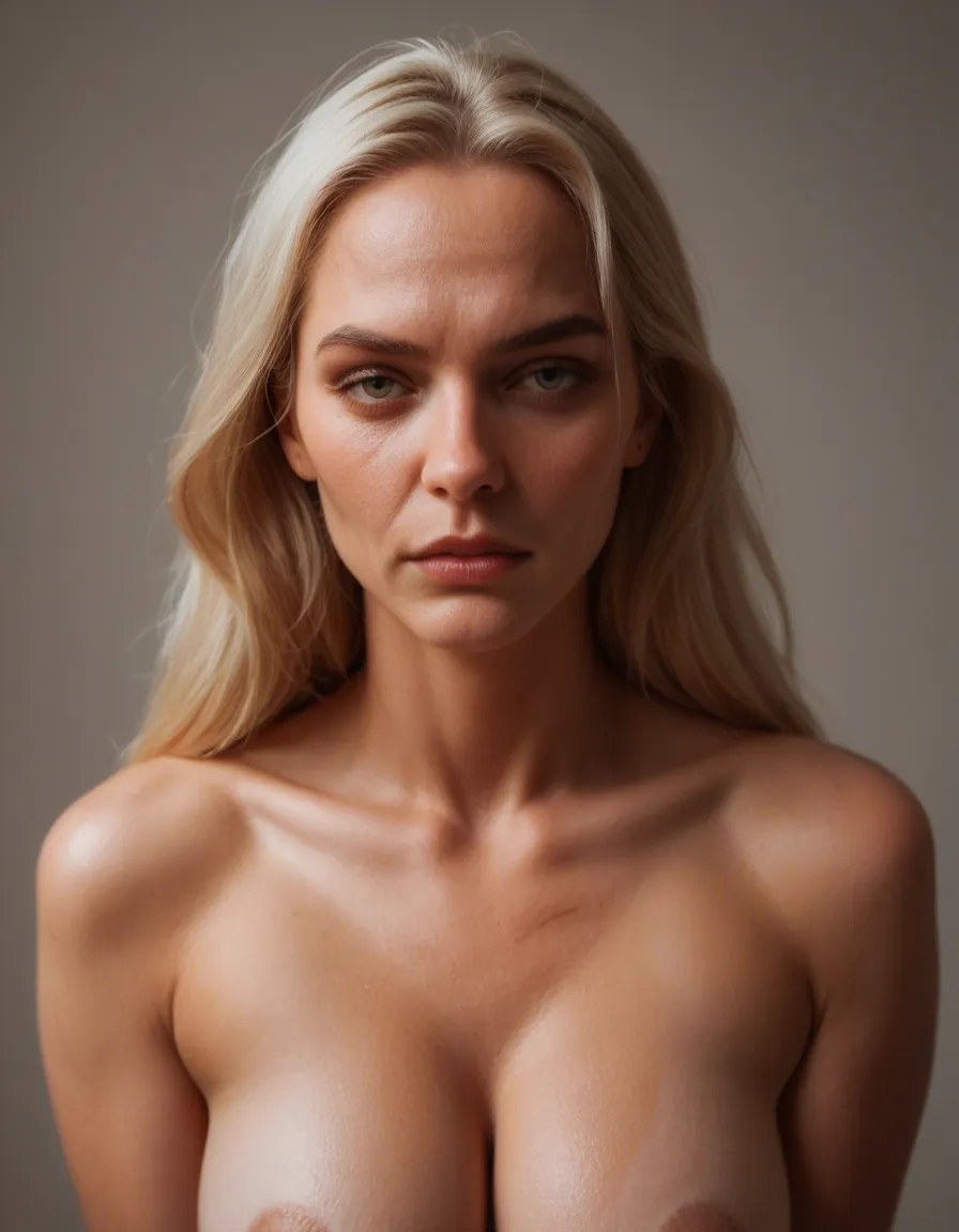 Blond 18 year old woman with super hot perfect body and a big ass and big tits, score_9, score_8, candid photo, realistic skin texture, visible skin pores, film grain, depth of field