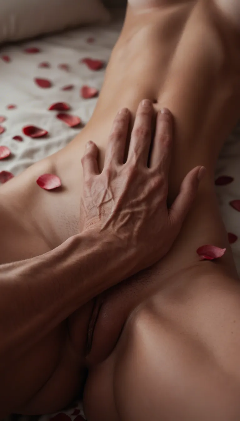 studio quality, sharp focus, solo focus, masturbation , petals, wild energy, cinematic realism
