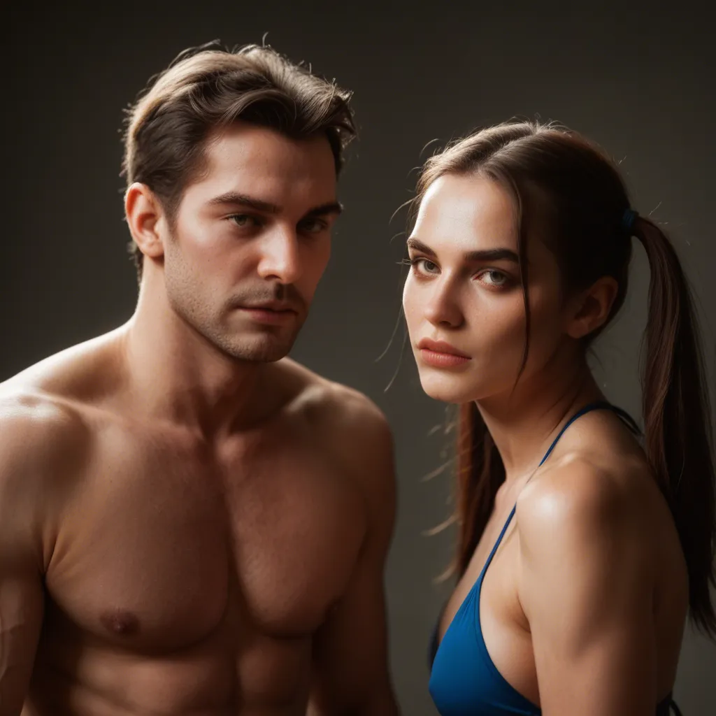 studio quality, sharp focus, 2boys, twintails, swimsuit, teasing, soft lighting, hyperrealistic