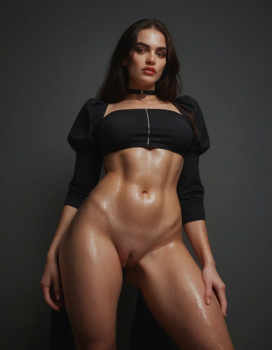 cinematic photo, 8k, succubus, puffy sleeves, wet pussy, dslr quality, score_9, score_8, candid photo, realistic skin texture, visible skin pores, film grain, depth of field