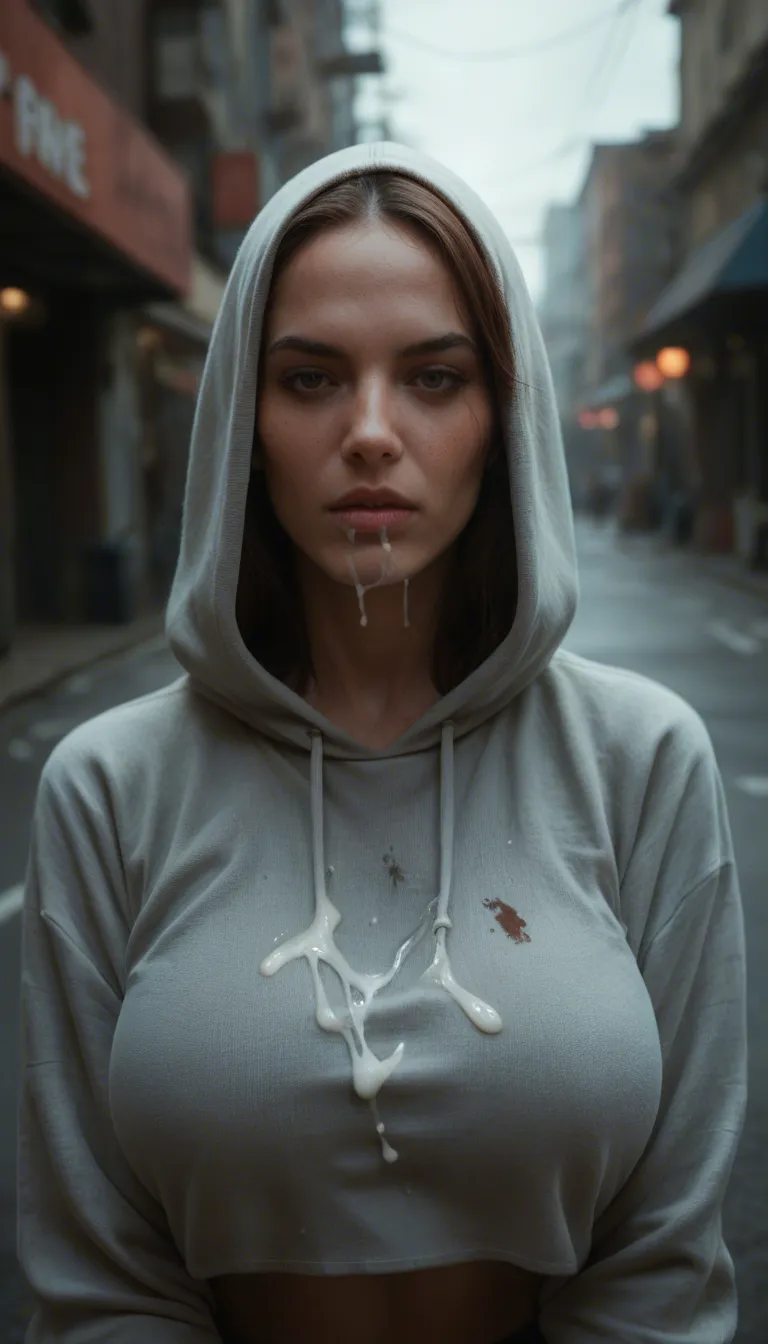 cum_on_clothes , The first frame is a woman in a pullover full of cum, The woman is in her 50s with gigantic enormous breasts, fully covered in a high-neck turtleneck fully closed pullover, pullover full of cum, cum_on_clothes