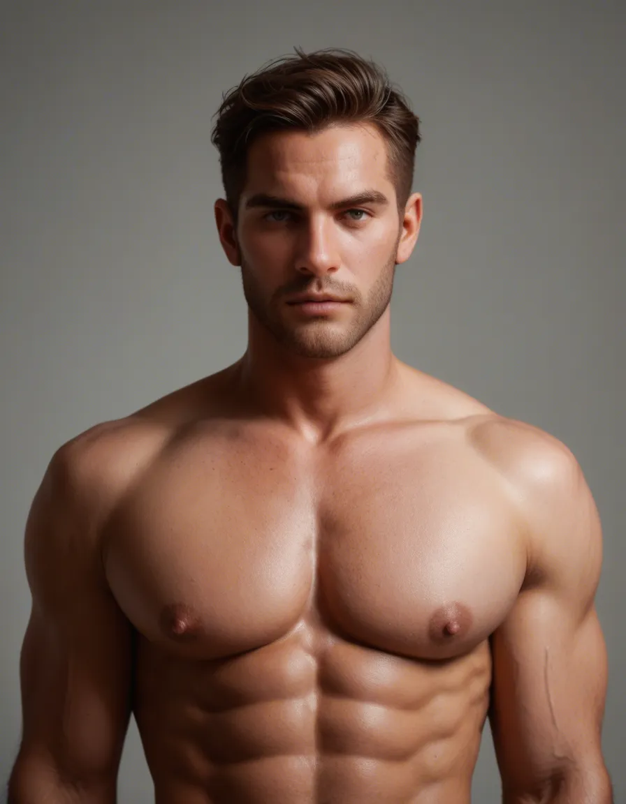 gay male. Latin. Large nipples. muscular., score_9, score_8, candid photo, realistic skin texture, visible skin pores, film grain, depth of field