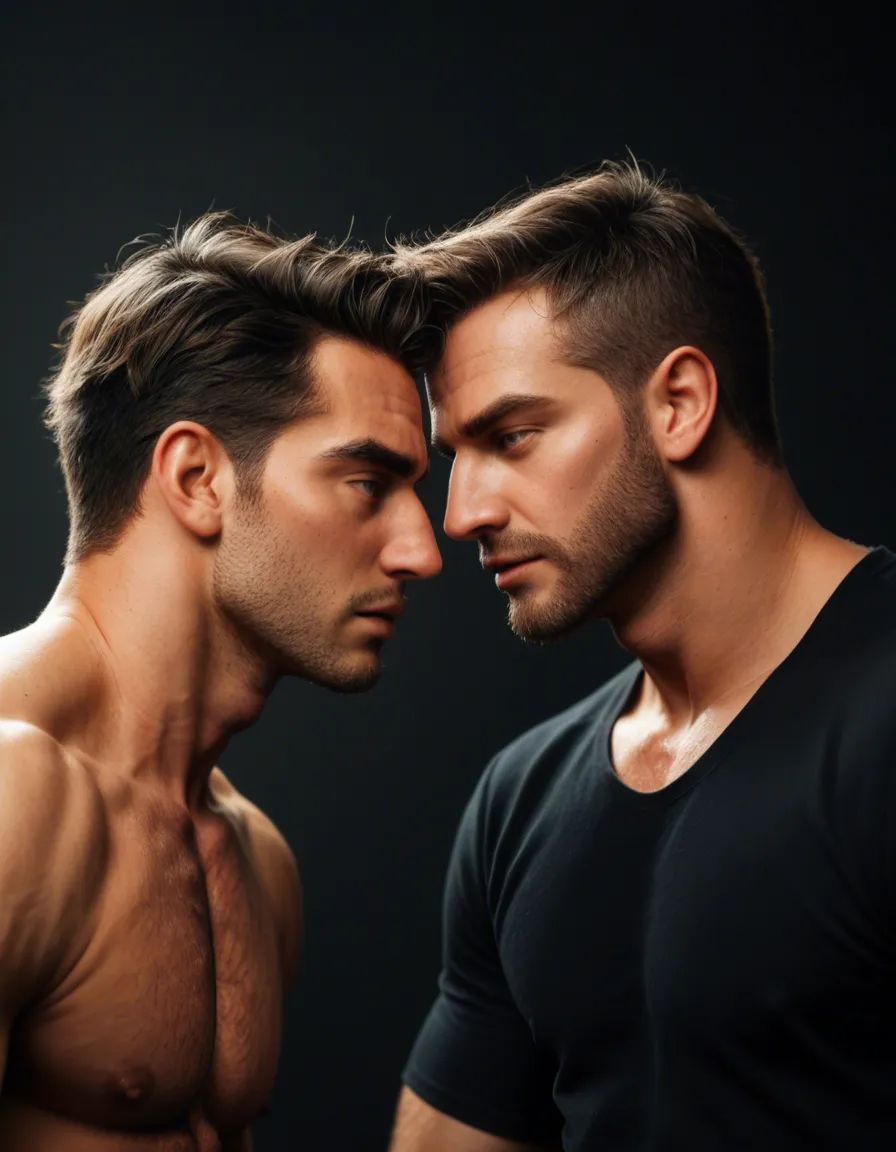 two muscle gay men in white clavin klein brief taking holy comunion, score_9, score_8, candid photo, realistic skin texture, visible skin pores, film grain, depth of field