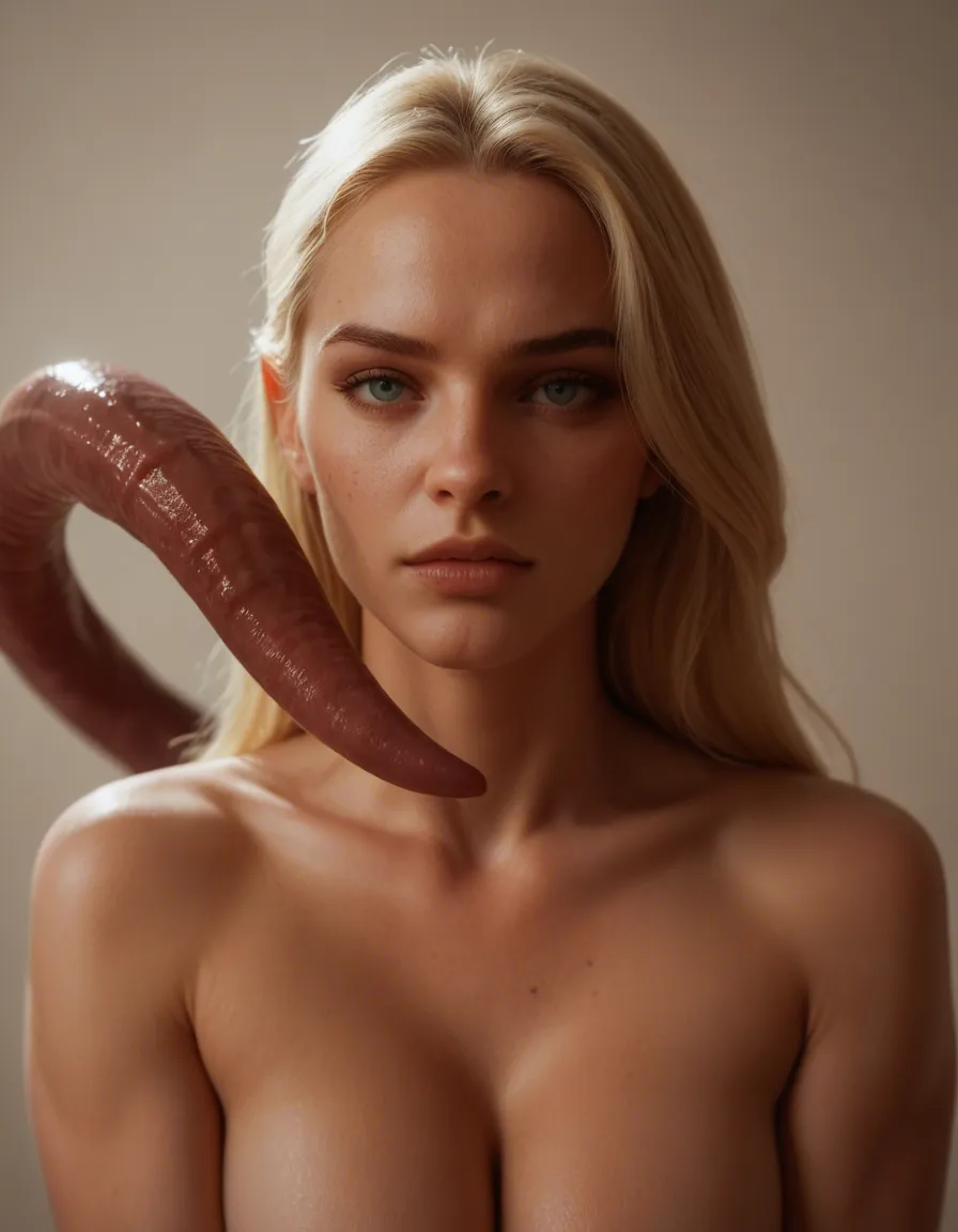 gigantic tentacle monster fucks cute blonde woman, naked, score_9, score_8, cinematic film still, anamorphic, film grain, dramatic lighting, shallow depth of field
