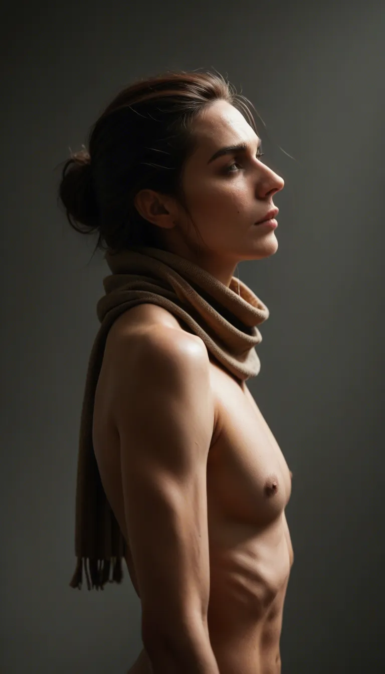 studio quality, sharp focus, side view, 1boy, bondage, scarf, mysterious vibe, lifelike render