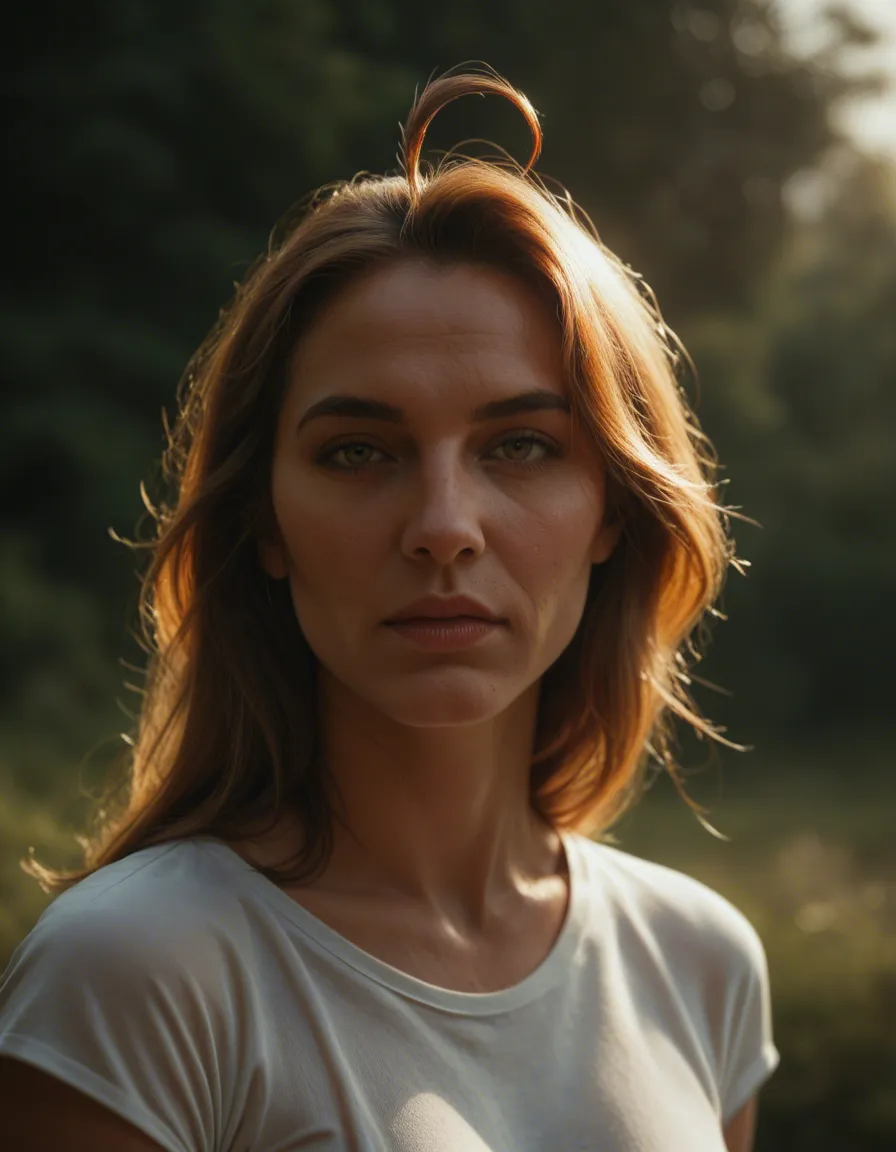 highly detailed, natural lighting, milf, ahoge, short sleeves, presenting, dslr quality, score_9, score_8, candid photo, realistic skin texture, visible skin pores, film grain, depth of field