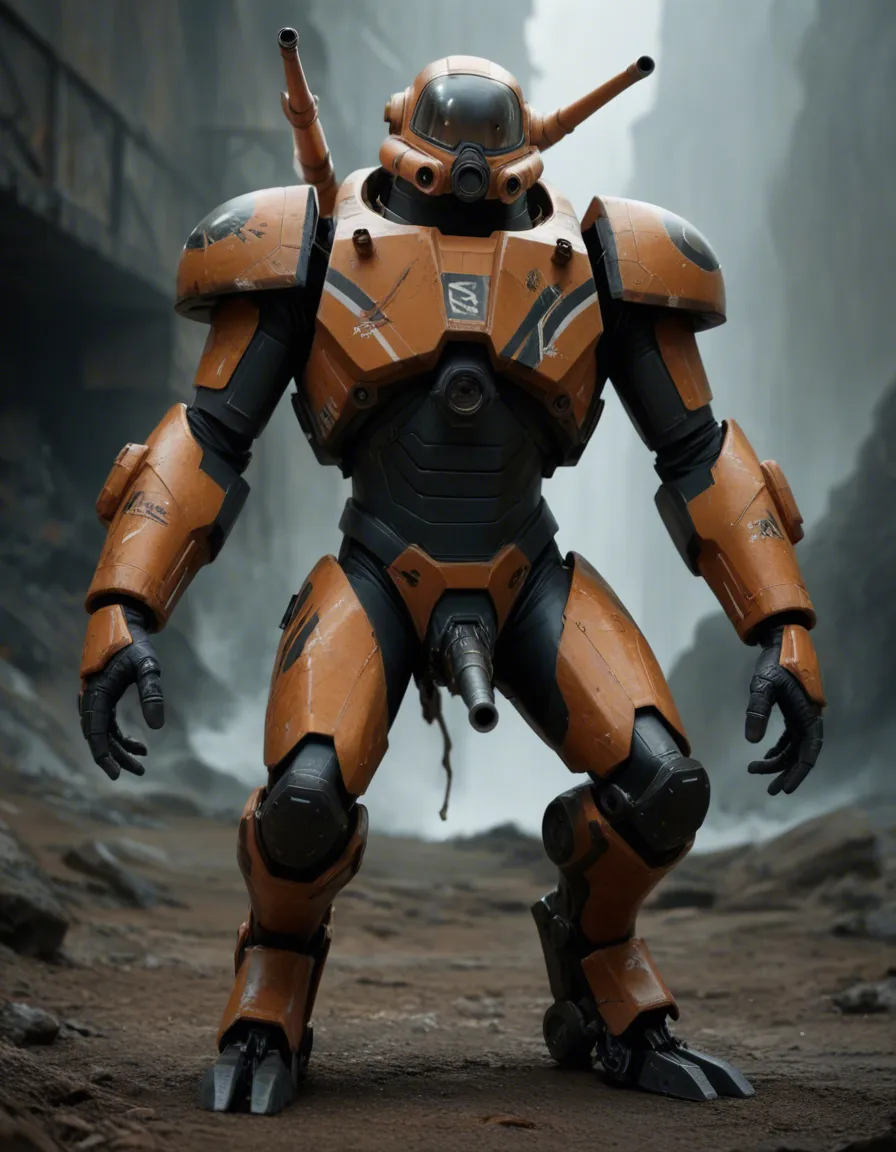 mech stand,huge tentacle penetrate in under mech, score_9, score_8, candid photo, realistic skin texture, visible skin pores, film grain, depth of field